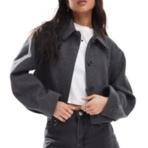 Zara cropped Grey wool Pendleton jacket